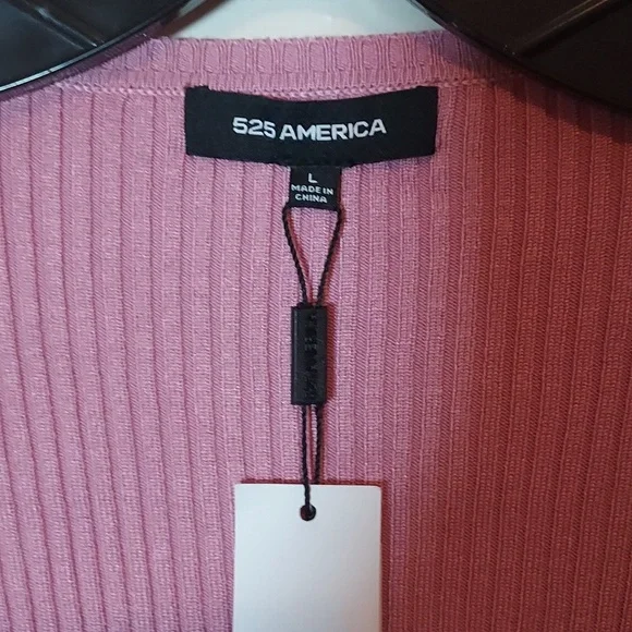 525 America Ribbed Knit Duster Sweater Dusty Lilac Large - Picture 4 of 11